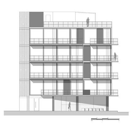 Press kit | 1825-01 - Press release | Just Be Apartments - Arqmov Workshop - Residential Architecture -  Reynosa Street Façade  - Photo credit: arqmov workshop