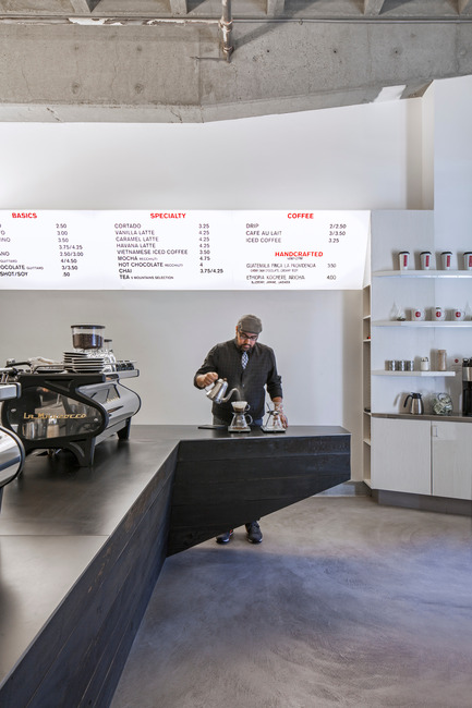 Press kit | 1771-01 - Press release | Coffee Bar Revitalizes Area - jones | haydu - Commercial Architecture - View of pour over station, menu board - Photo credit: Art Gray