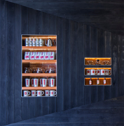 Press kit | 1771-01 - Press release | Coffee Bar Revitalizes Area - jones | haydu - Commercial Architecture - Detail at display shelving - Photo credit: Art Gray