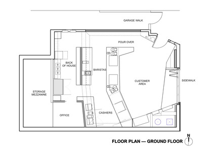 Press kit | 1771-01 - Press release | Coffee Bar Revitalizes Area - jones | haydu - Commercial Architecture - Plan - Photo credit: jones | haydu