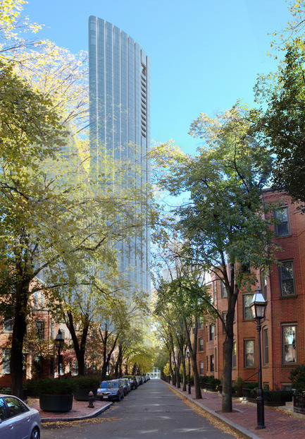 Press kit | 1204-03 - Press release | Boston’s Tallest Residential Building, Designed by Pei Cobb Freed & Partners, Breaks Ground - Pei Cobb Freed & Partners - Residential Architecture -  View east along St. Germain Street  - Photo credit:  Pei Cobb Freed & Partners, Cambridge Seven Associates 