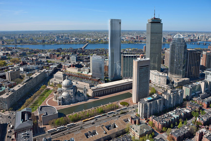 Press kit | 1204-03 - Press release | Boston’s Tallest Residential Building, Designed by Pei Cobb Freed & Partners, Breaks Ground - Pei Cobb Freed & Partners - Residential Architecture -  View looking northwest  - Photo credit:  Pei Cobb Freed & Partners, Cambridge Seven Associates 