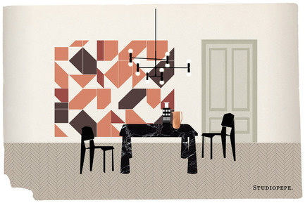 Press kit | 1619-05 - Press release | Lambert & Fils is Headed to Milan - Lambert & Fils - Industrial Design - Illustration made for Studiopepe's exposition called The Visit which includes a variety of Lambert & Fils' collections. - Photo credit:  Alberto Fiocco, illustrator