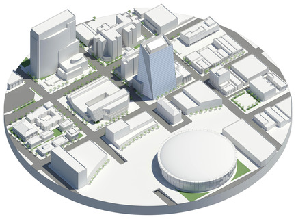 Press kit | 1204-02 - Press release | Pei Cobb Freed & Partners Designs an Iconic Tower for Downtown Sacramento - Pei Cobb Freed & Partners - Commercial Architecture - Overview from the south - Photo credit: Pei Cobb Freed & Partners