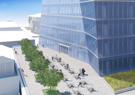 Press kit | 1204-02 - Press release | Pei Cobb Freed & Partners Designs an Iconic Tower for Downtown Sacramento - Pei Cobb Freed & Partners - Commercial Architecture - Terrace atop the podium on the east side of the tower - Photo credit: Pei Cobb Freed & Partners