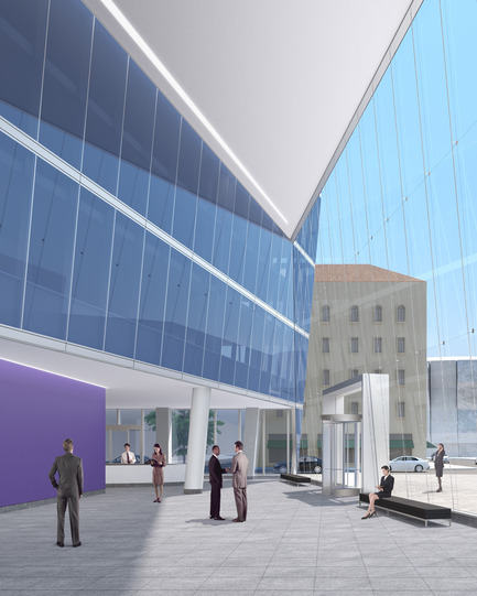 Press kit | 1204-02 - Press release | Pei Cobb Freed & Partners Designs an Iconic Tower for Downtown Sacramento - Pei Cobb Freed & Partners - Commercial Architecture - Lobby interior - Photo credit: Pei Cobb Freed & Partners