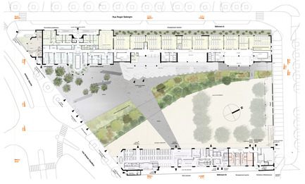 Press kit | 942-02 - Press release | Virtuous (re)cycle. A new secondary school in Le Bourget - Hubert & Roy architectes et associés - Institutional Architecture - ground floor plan<br> - Photo credit: Hubert&Roy