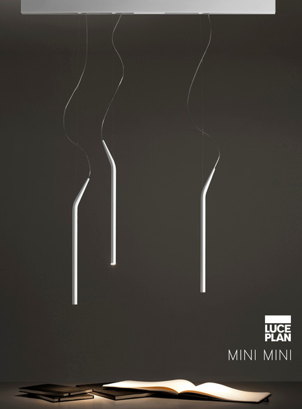 Press kit | 1152-01 - Press release | Lighting up Artopex’s new showroom - LumiGroup - Lighting Design - mini mini<br><span style="font-size: 11.8181819915771px;">Luceplan</span><br>Designer: HABITS Studio	| 2009<br><br>Aluminium suspension fixture for spot lighting with halogen or LED light sources. Only 25 mm in diameter. An elementary adjustment system on the wire ensures that the product is perpendicular, regardless of the asymmetry of the lamp body. Many possible installations, either track or ceiling, in single or multiple configurations thanks to the special attachment systems.<br> - Photo credit: Luceplan