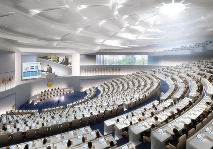 Press kit | 1188-03 - Press release | New Algerian Parliament - Bureau Architecture Méditerranée - Institutional Architecture - Congress of the Republic of Algeria<br>View of the chamber<br> - Photo credit: Bureau Architecture Méditerranée