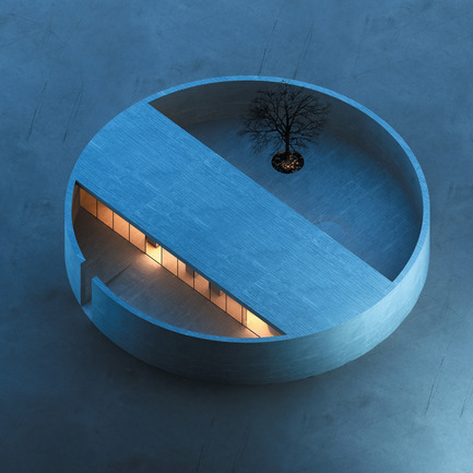 Press kit | 902-02 - Press release | A’ Design Awards 2014 Winners Announced - A' Design Award and Competition - Competition - The Ring House & Atelier by MZ Architects<br><br>PROJECT DESCRIPTION:<br>The proposed building consists of a cylindrical volume embracing a rectangular one. The cylinder acts as a protective closed wall with a single narrow opening serving as the entrance, while the inside rectangle accommodates fluidly all the house functions necessary for the everyday life of the artist: a bedroom, a bathroom, a living room, a kitchen and an atelier. The interior space interacts smoothly with the serene outdoor atrium, a large terrace garden with one symbolic tree and a circular water feature.<br> - Photo credit: MZ Architects, The Ring House, 2013. 