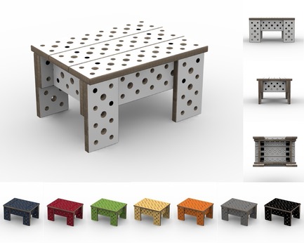 Press kit | 2261-01 - Press release | Furniture that Adapts to Ever-Changing Needs and Spaces - MOJUHLER - Product - 3d Renderings of Mini Bench Kit and available colors - Photo credit: MOJUHLER