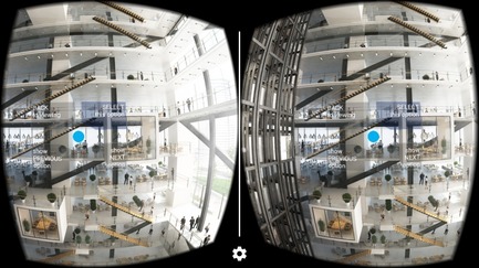 Press kit | 2119-02 - Press release | NBBJ and Visual Vocal to Develop Virtual Reality-Based Productivity Platform - NBBJ - Product - 888 Tower-Across - The user interface in which project stakeholders can review and select preferred design iterations. - Photo credit: NBBJ/Urban Visions.