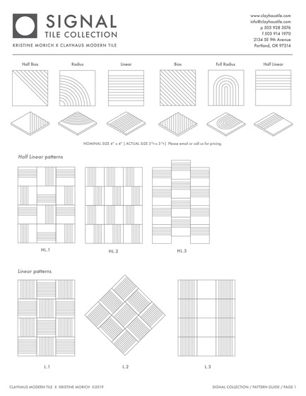 Press kit | 3895-01 - Press release | Signal Tile - Kristine Morich X Clayhaus Modern Tile - Product -  Signal Tile | Kristine Morich X Clayhaus Modern Tile | Pattern Guide 01  - Photo credit: Kristine Morich