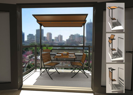 Press kit | 974-03 - Press release | Alcoa Canada design contest finalists unveiledTable set for the grand finale! - Alcoa Canada Groupe Produits primaires - Competition - Coin-repas bien pensé pour balcon de villeBalcony eating area unit for urban dwellers