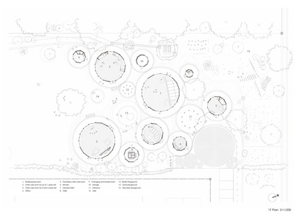 Press kit | 3544-04 - Press release | Muku Nursery School - Tezuka Architects - Commercial Architecture - Ground Floor Plan S:1/200 - Photo credit:  Tezuka Architects<br> 