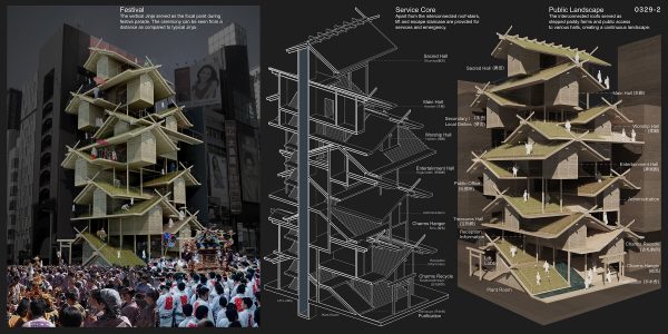 Shinto Shrine / Urban Rice Farming Skyscraper