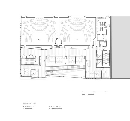 Press kit | 2353-04 - Press release | The Breazzano Family Center Blazes a Trail for Academic Development in Collegetown - ikon.5 architects - Institutional Architecture - Second floor plan - Photo credit: ikon.5 architects