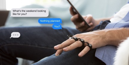 Shape Products Inc. Awarded the Prestigious Red Dot: Product Design 2019 Award for TAP – Wearable Keyboard and Mouse Press kit | 3929-01 - Press release | Shape Products Inc. Awarded the Prestigious Red Dot: Product Design 2019 Award for TAP – Wearable Keyboard and Mouse - Shape Products Inc. - Industrial Design - TAP - In Use - Photo credit: Shape Products Inc.