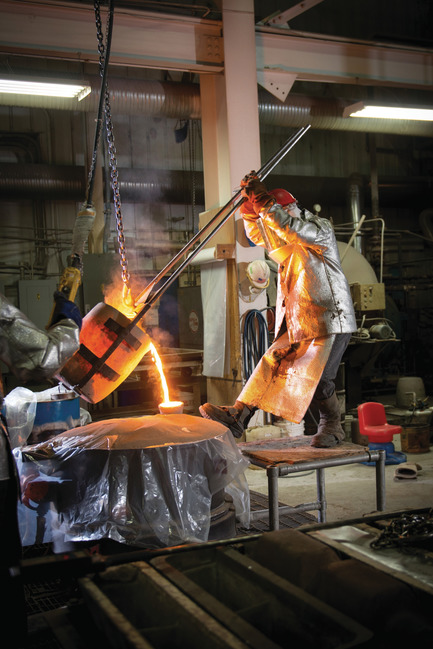 Press kit | 3033-03 - Press release | UAP Purchases Polich Tallix Fine Art Foundry in New York - UAP - Art - Polich Tallix craftsperson pouring bronze  - Photo credit: Polich Tallix