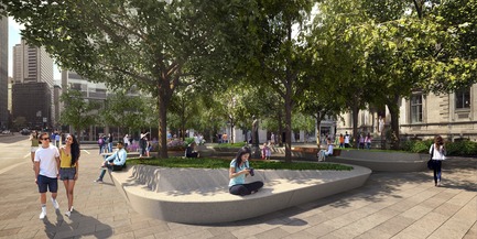 Press kit | 952-28 - Press release | Sainte-Catherine St. West, Phillips Square and Place du Frère-André: uniting past and present - Provencher_Roy - Urban Design - Place du Frère-André - Photo credit: Provencher_Roy