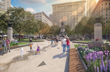 Press kit | 952-28 - Press release | Sainte-Catherine St. West, Phillips Square and Place du Frère-André: uniting past and present - Provencher_Roy - Urban Design - New water features in the Square Philips - Photo credit: Provencher_Roy