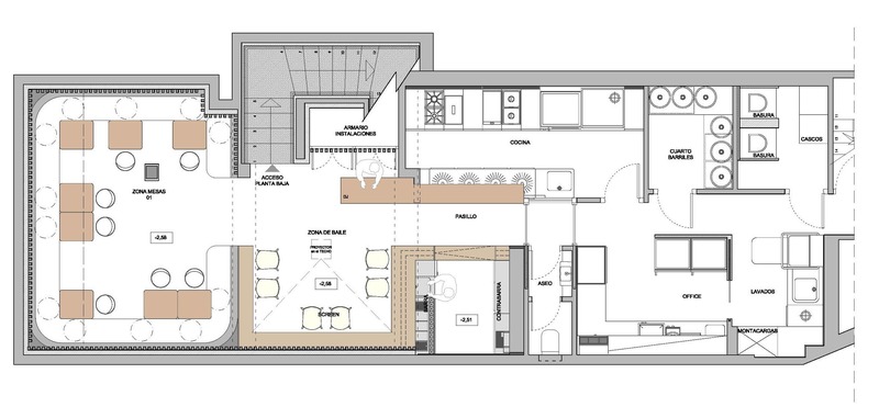 Press kit | 3724-05 - Press release | Txalupa Gastroleku Restaurant - EL EQUIPO CREATIVO - Commercial Interior Design - Basement Floor Plan - Photo credit: El Equipo Creativo