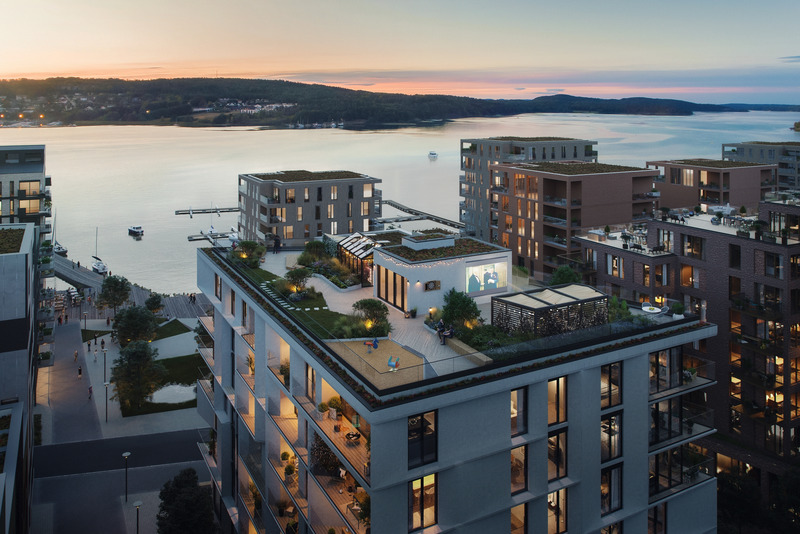 Press kit | 1378-01 - Press release | AART Designs a Paper-Like Landmark Building in Norway - AART - Residential Architecture - The Paper House with its own roof top terrace has a scenic view of the Norwegian fjord. - Photo credit: Eve Images